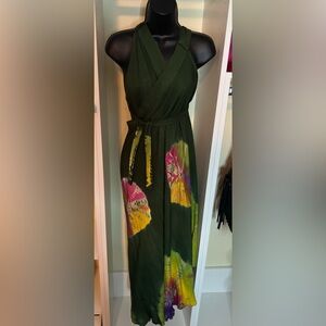 Maxi Multicolored Wrap Halter Sundress